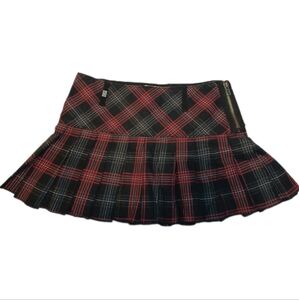 Vexy - Pleated Plaid Mini Skirt - Size 3